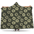 Dark Sunflower Pattern Print Hooded Blanket