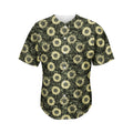 Dark Sunflower Pattern Print Men's Baseball Jersey