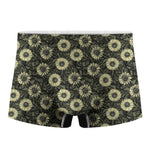 Dark Sunflower Pattern Print Men's Boxer Briefs