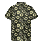 Dark Sunflower Pattern Print Men's Short Sleeve Shirt