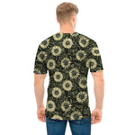 Dark Sunflower Pattern Print Men's T-Shirt