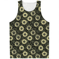 Dark Sunflower Pattern Print Men's Tank Top