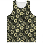Dark Sunflower Pattern Print Men's Tank Top