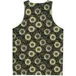 Dark Sunflower Pattern Print Men's Tank Top