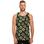 Dark Sunflower Pattern Print Men's Tank Top