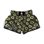 Dark Sunflower Pattern Print Muay Thai Boxing Shorts