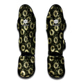 Dark Sunflower Pattern Print Muay Thai Shin Guards