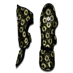 Dark Sunflower Pattern Print Muay Thai Shin Guard
