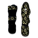 Dark Sunflower Pattern Print Muay Thai Shin Guard