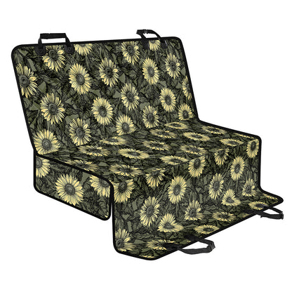 Dark Sunflower Pattern Print Pet Car Back Seat Cover