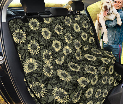 Dark Sunflower Pattern Print Pet Car Back Seat Cover