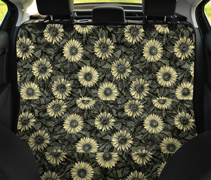 Dark Sunflower Pattern Print Pet Car Back Seat Cover