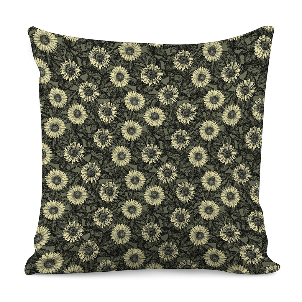 Dark Sunflower Pattern Print Pillow Cover