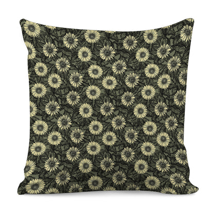 Dark Sunflower Pattern Print Pillow Cover