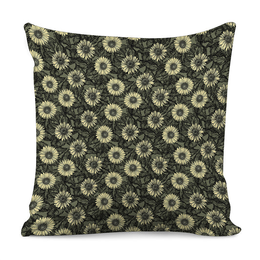 Dark Sunflower Pattern Print Pillow Cover