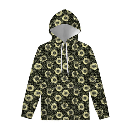 Dark Sunflower Pattern Print Pullover Hoodie