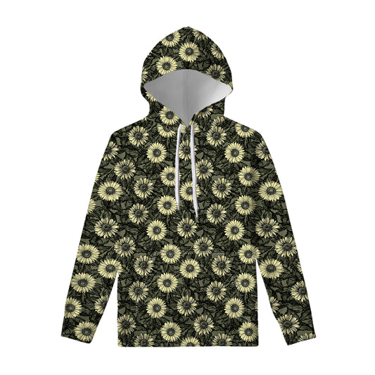 Dark Sunflower Pattern Print Pullover Hoodie