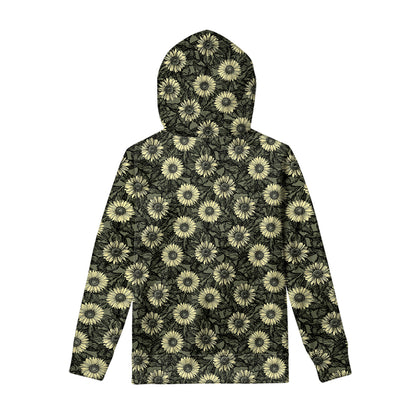Dark Sunflower Pattern Print Pullover Hoodie
