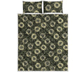 Dark Sunflower Pattern Print Quilt Bed Set