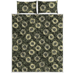 Dark Sunflower Pattern Print Quilt Bed Set