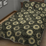 Dark Sunflower Pattern Print Quilt Bed Set