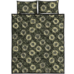 Dark Sunflower Pattern Print Quilt Bed Set