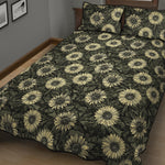 Dark Sunflower Pattern Print Quilt Bed Set