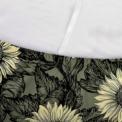 Dark Sunflower Pattern Print Sofa Cover