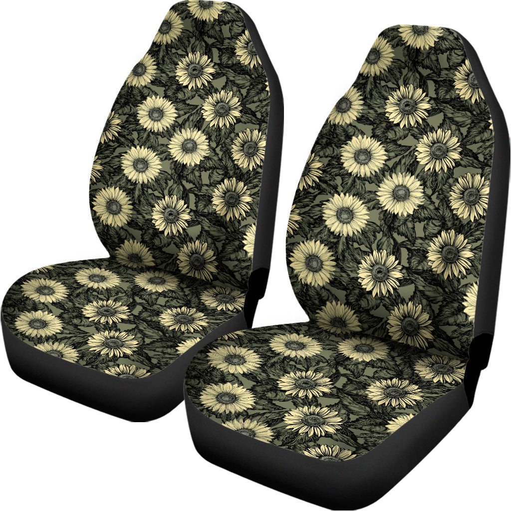 Dark Sunflower Pattern Print Universal Fit Car Seat Covers