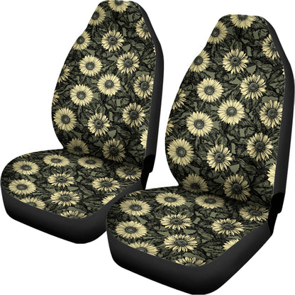 Dark Sunflower Pattern Print Universal Fit Car Seat Covers