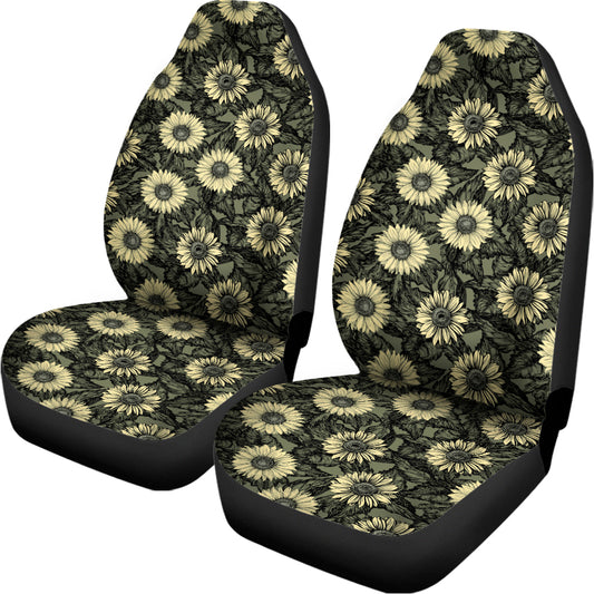 Dark Sunflower Pattern Print Universal Fit Car Seat Covers