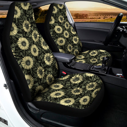 Dark Sunflower Pattern Print Universal Fit Car Seat Covers