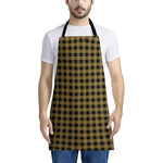 Dark Tan And Black Check Pattern Print Apron