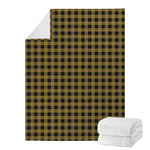 Dark Tan And Black Check Pattern Print Blanket