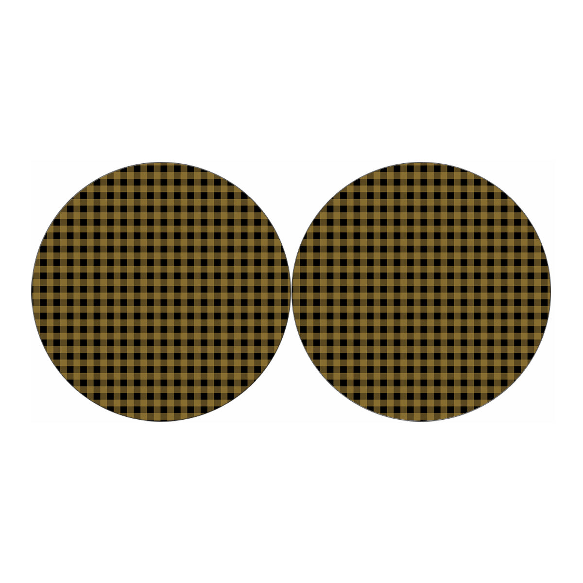 Dark Tan And Black Check Pattern Print Car Coasters