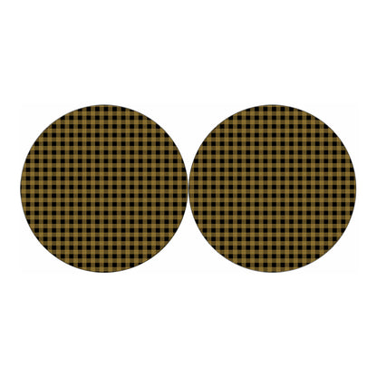 Dark Tan And Black Check Pattern Print Car Coasters