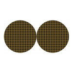 Dark Tan And Black Check Pattern Print Car Coasters