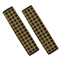 Dark Tan And Black Check Pattern Print Car Seat Belt Covers