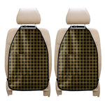Dark Tan And Black Check Pattern Print Car Seat Organizers