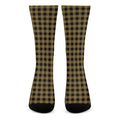 Dark Tan And Black Check Pattern Print Crew Socks