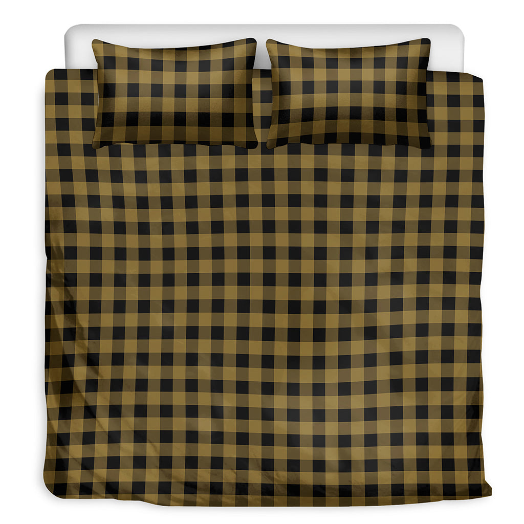 Dark Tan And Black Check Pattern Print Duvet Cover Bedding Set