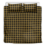 Dark Tan And Black Check Pattern Print Duvet Cover Bedding Set