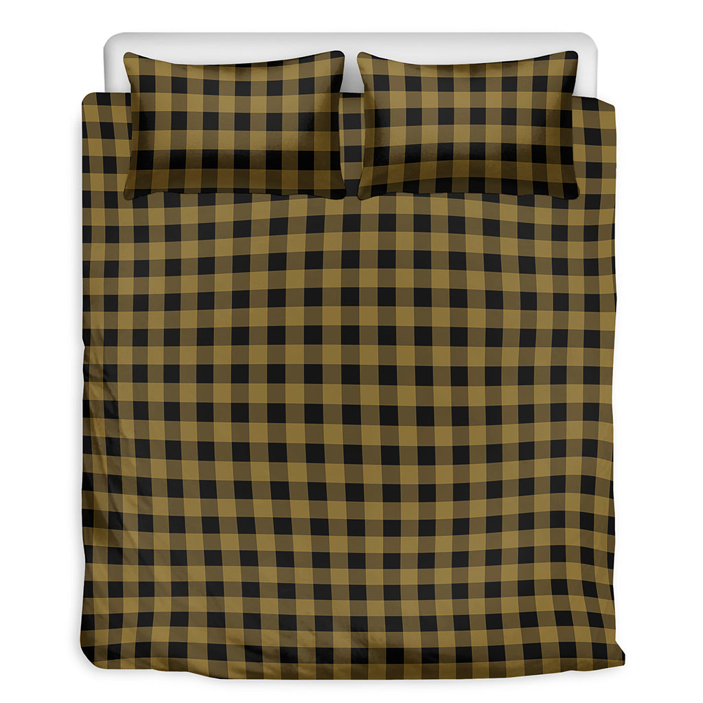 Dark Tan And Black Check Pattern Print Duvet Cover Bedding Set