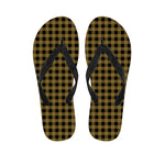 Dark Tan And Black Check Pattern Print Flip Flops