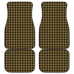 Dark Tan And Black Check Pattern Print Front and Back Car Floor Mats