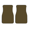Dark Tan And Black Check Pattern Print Front Car Floor Mats