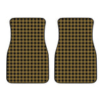 Dark Tan And Black Check Pattern Print Front Car Floor Mats