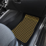 Dark Tan And Black Check Pattern Print Front Car Floor Mats