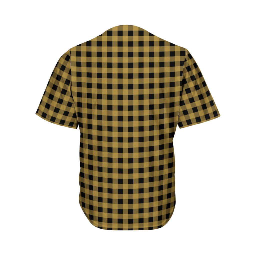 Dark Tan And Black Check Pattern Print Men's Baseball Jersey