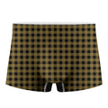 Dark Tan And Black Check Pattern Print Men's Boxer Briefs
